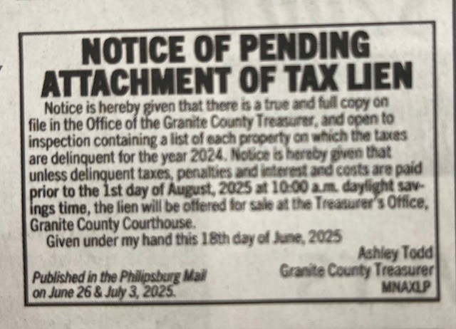 Verbiage only Notice photo from Philipsburg Mail